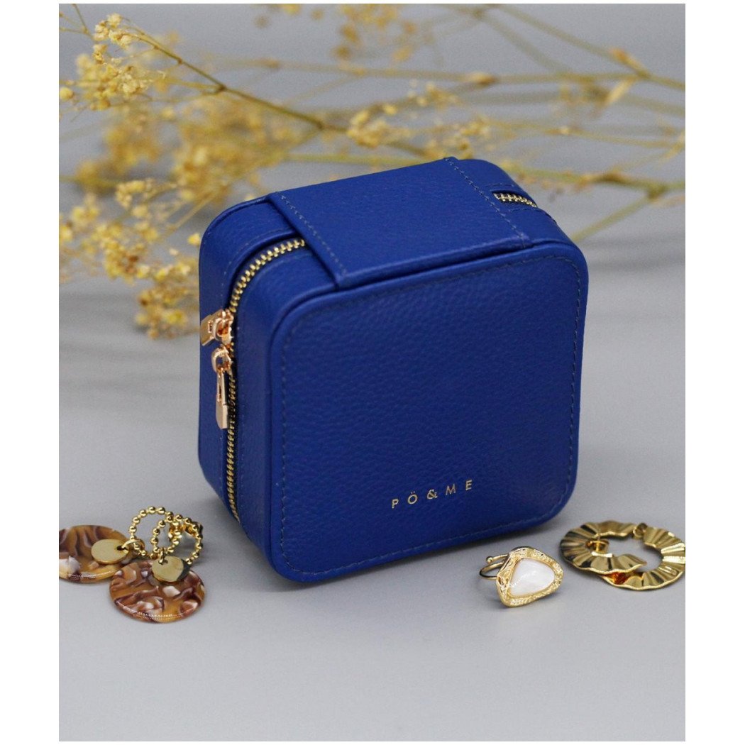 Boîte à Bijoux Carreau - Grainé - Bleu Pastel