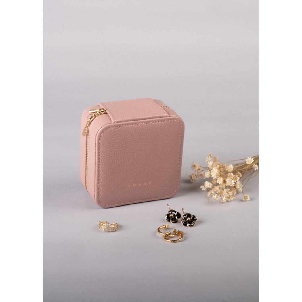 Boîte à Bijoux Carreau - Grainé - Bleu Pastel