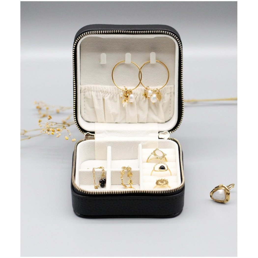 Boîte à Bijoux Carreau - Grainé - Bleu Pastel