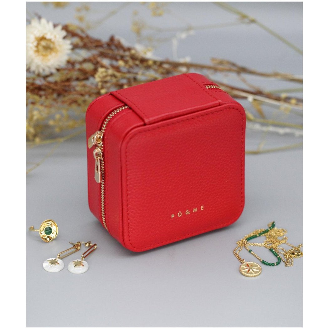 Boîte à Bijoux Carreau - Grainé - Rose Corail