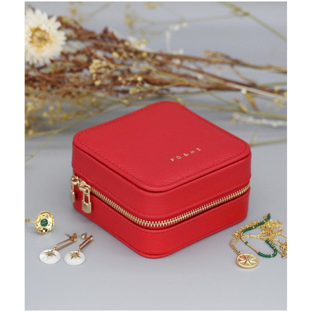 Boîte à Bijoux Carreau - Grainé - Rose Corail