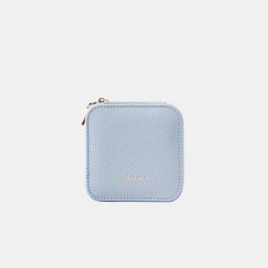 Boîte à Bijoux Carreau - Grainé - Bleu Pastel