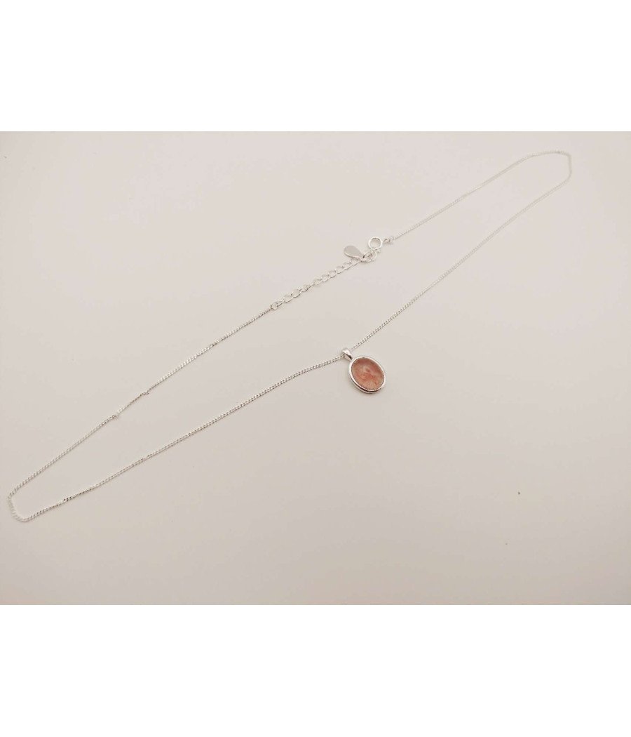 Collier Fraîcheur Éclatante – Argent S925 & Cristal de Quartz Fraise