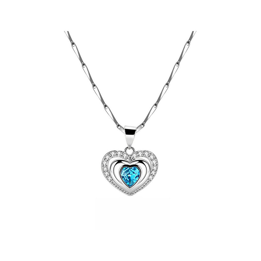 Collier coeur en argent sterling 925 avec pendentif en forme de cube et de zircone