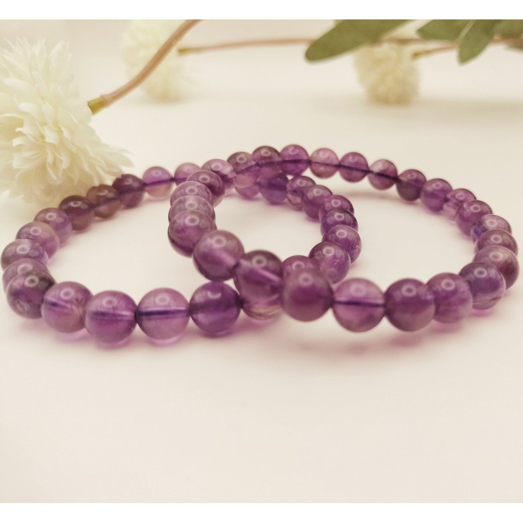 Bracelet en Améthyste - Élégance et Énergie Positive - Pierres Naturelles - perles 8mm