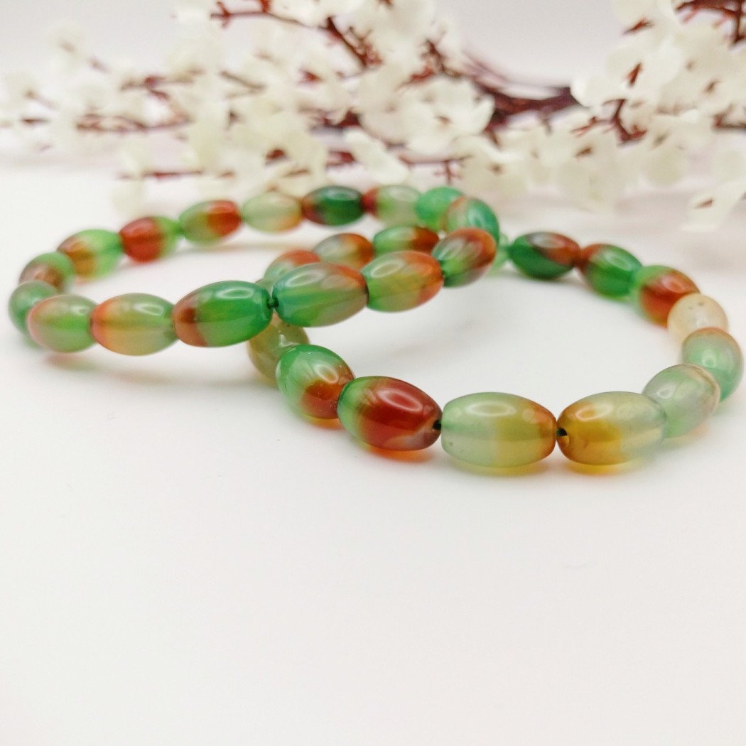 Bracelet extensible en AGATE PAON à bandes - Pierres Naturelles perles 8mm