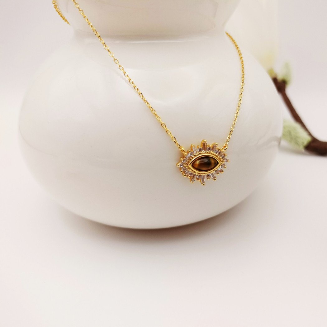 Collier femme en argent 925 avec pendentif œil protecteur