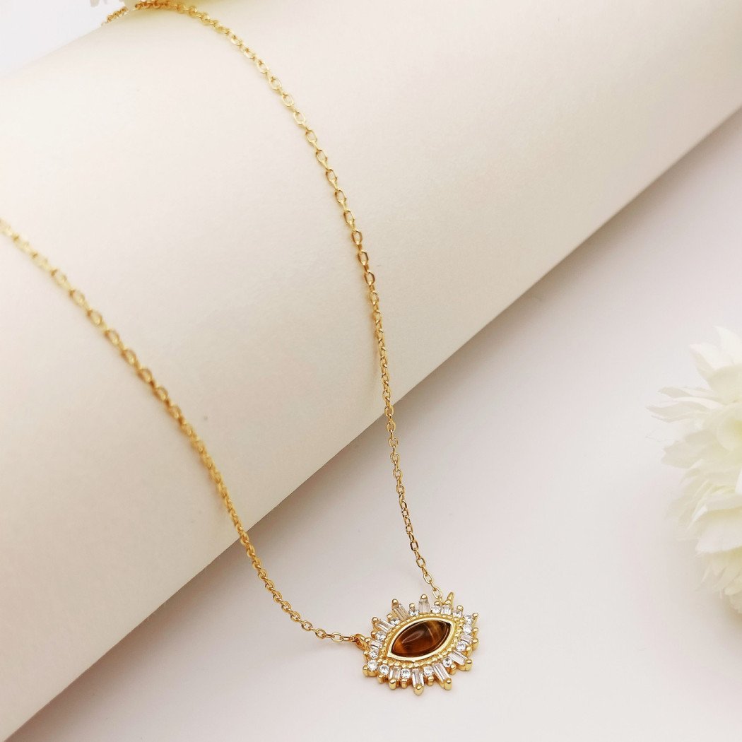 Collier femme en argent 925 avec pendentif œil protecteur