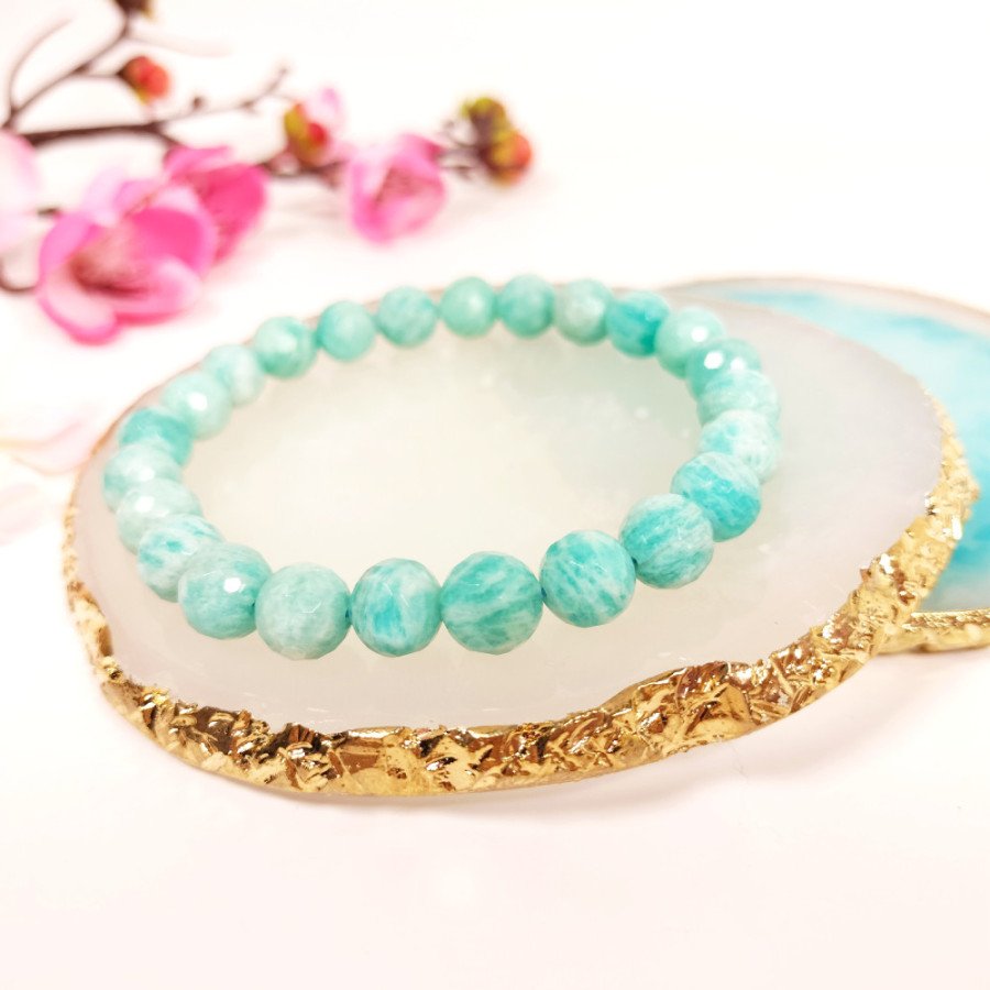 Bracelet Extensible en Amazonite - Perles Naturelles 8mm