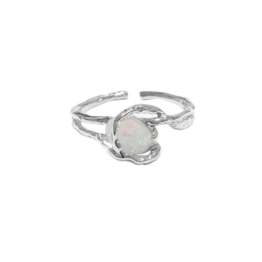 Bague ajustable en argent S925 avec opale