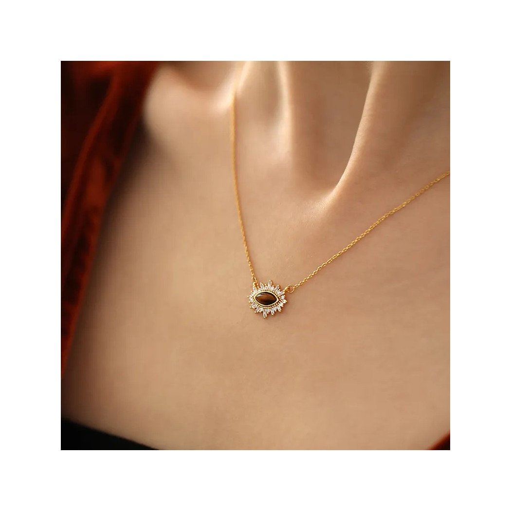 Collier en Argent avec Pendentif  œil protecteur | Collier en argent sterling S925 plaqué or