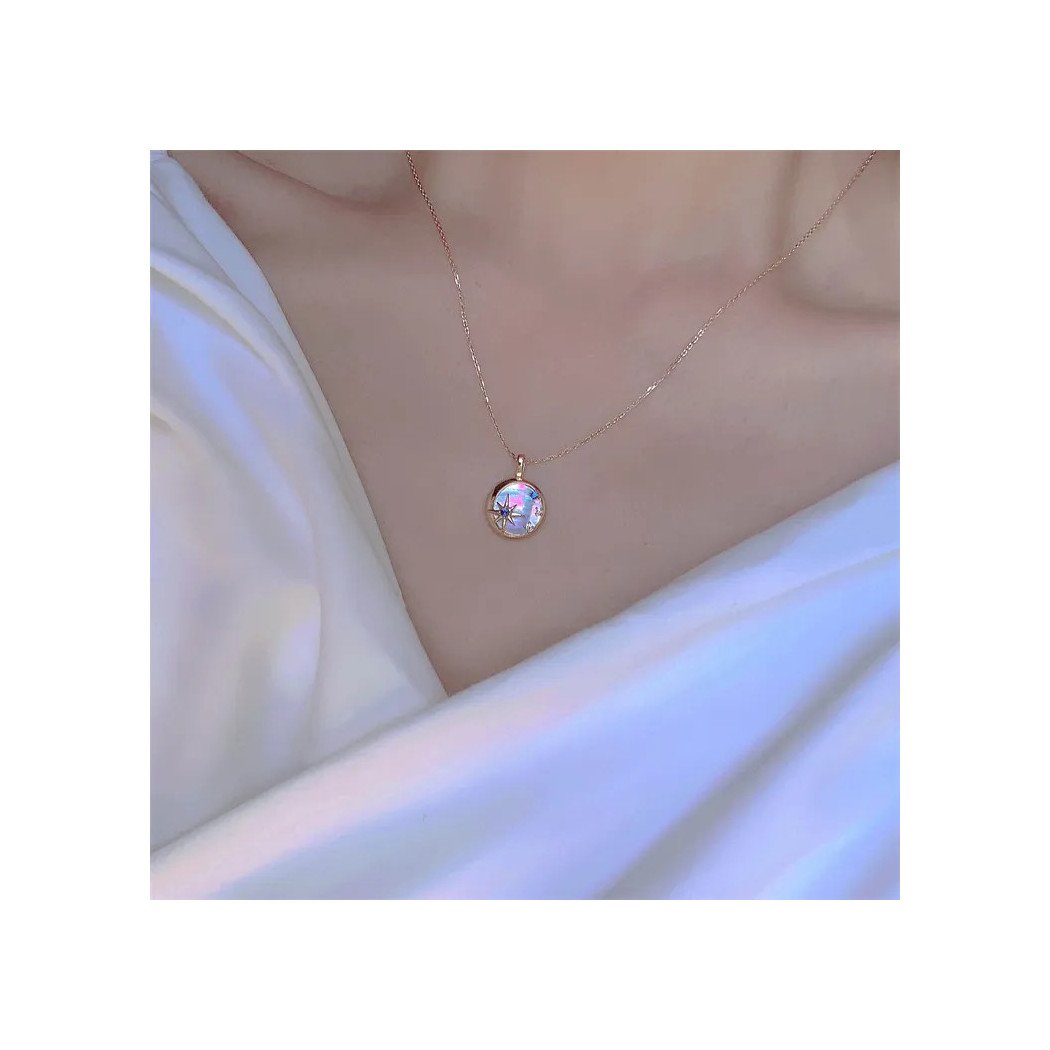 Collier Femme Argent 925 Étoile du Nord en Nacre Naturelle