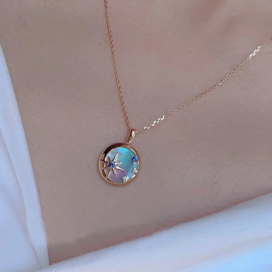 Collier Femme Argent 925 Étoile du Nord en Nacre Naturelle
