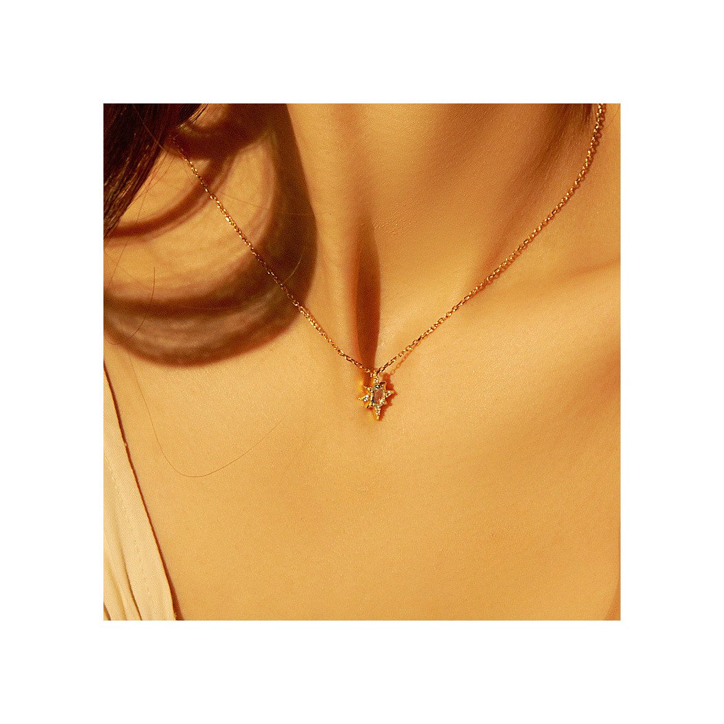 Collier Femme Argent 925 avec Pendentif Ovale en Zircon Bleu Ciel