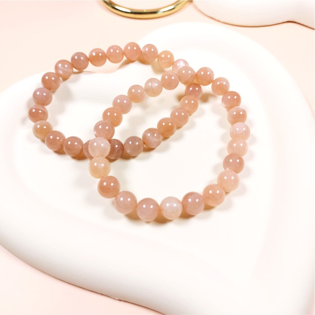 Bracelet extensible en pierre de soleil - Perles naturelles 8mm