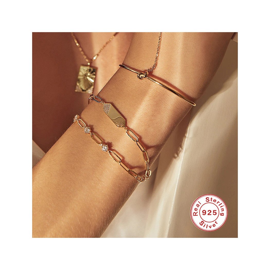 Bijoux minimaliste en argent 925 avec des diamants, bracelet tendance créatif