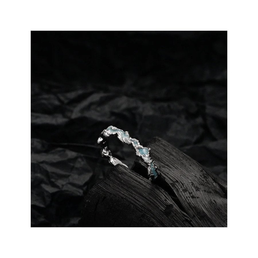 Bijou en argent S925 ajustable, couleur bleu menthe, collection Ice Lake