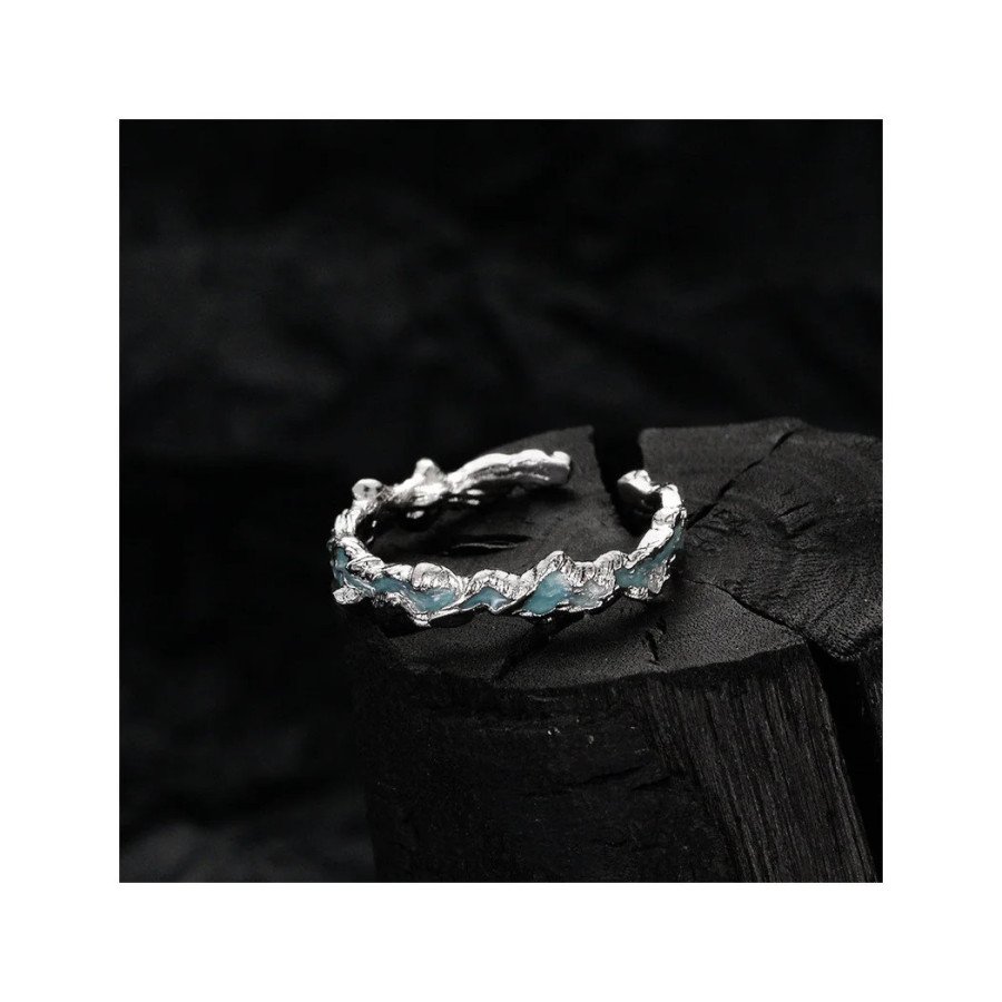 Bijou en argent S925 ajustable, couleur bleu menthe, collection Ice Lake