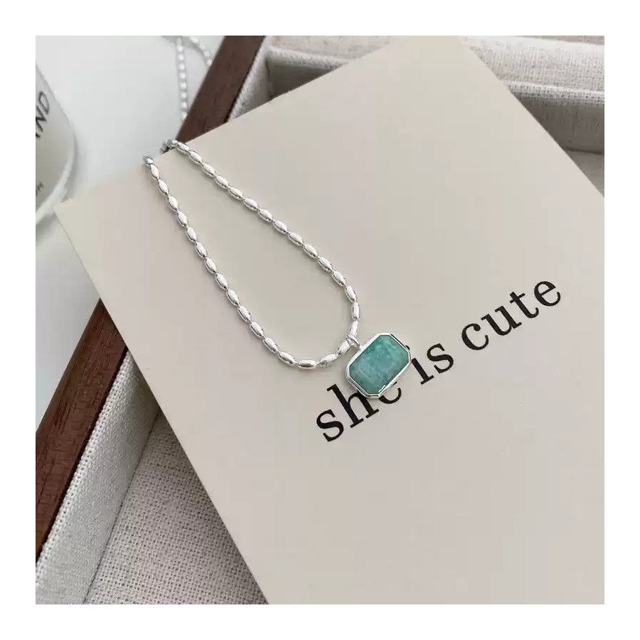 Collier en argent 925 avec pierre amazonite verte