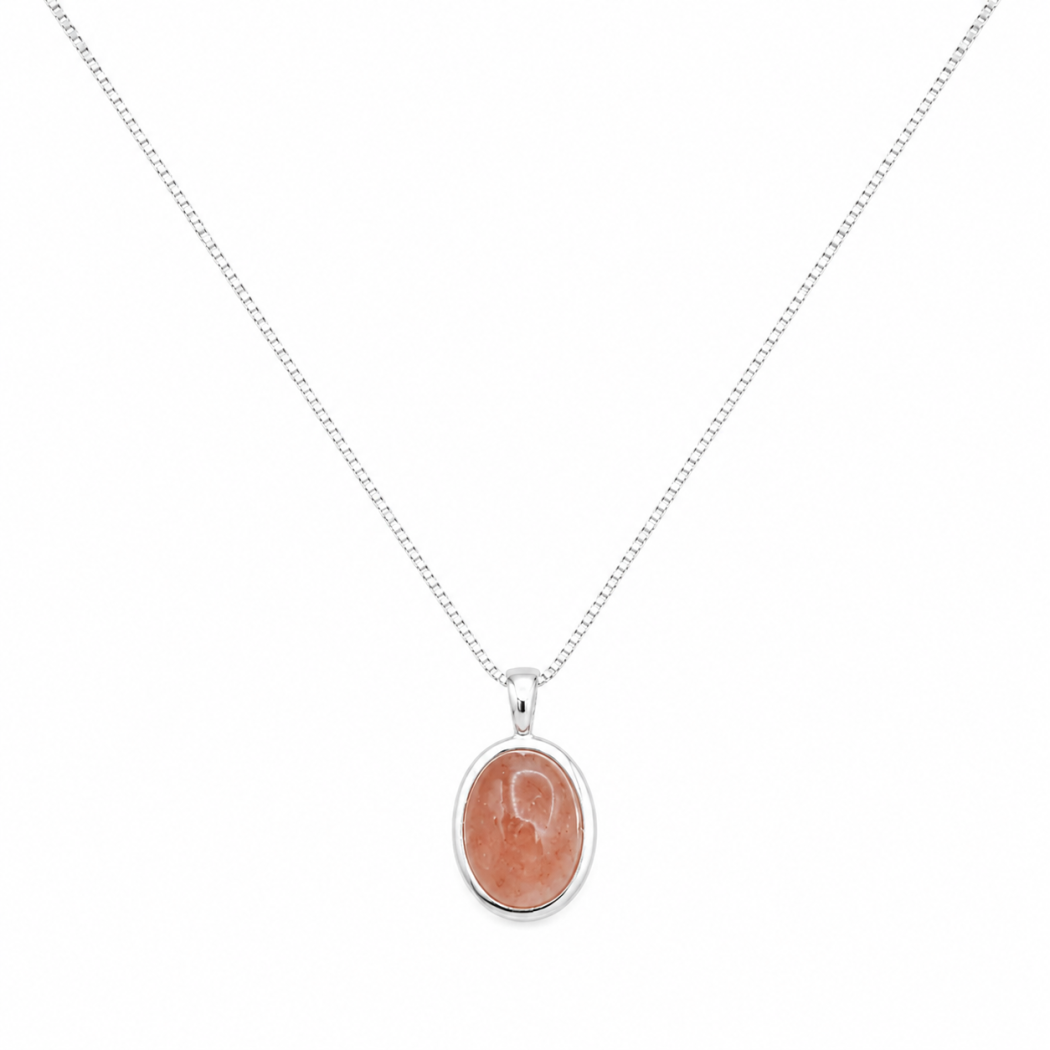 Collier femme argent 925 avec quartz fraise
