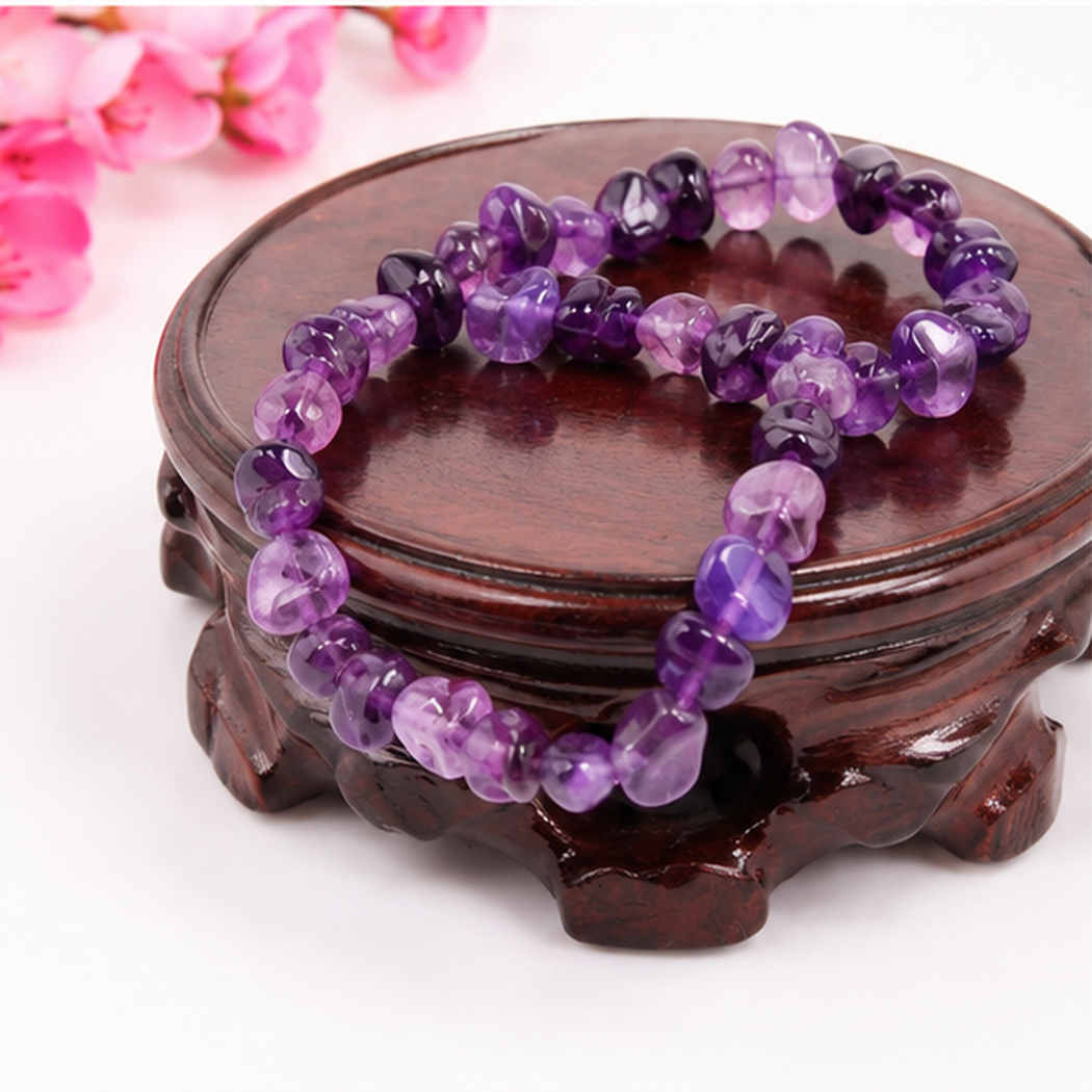 Bracelet améthyste irrégulier – Pierres Naturelles 6mm