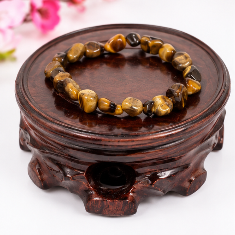 Bracelet en citrine naturelle aux nuances dorées et ambrées