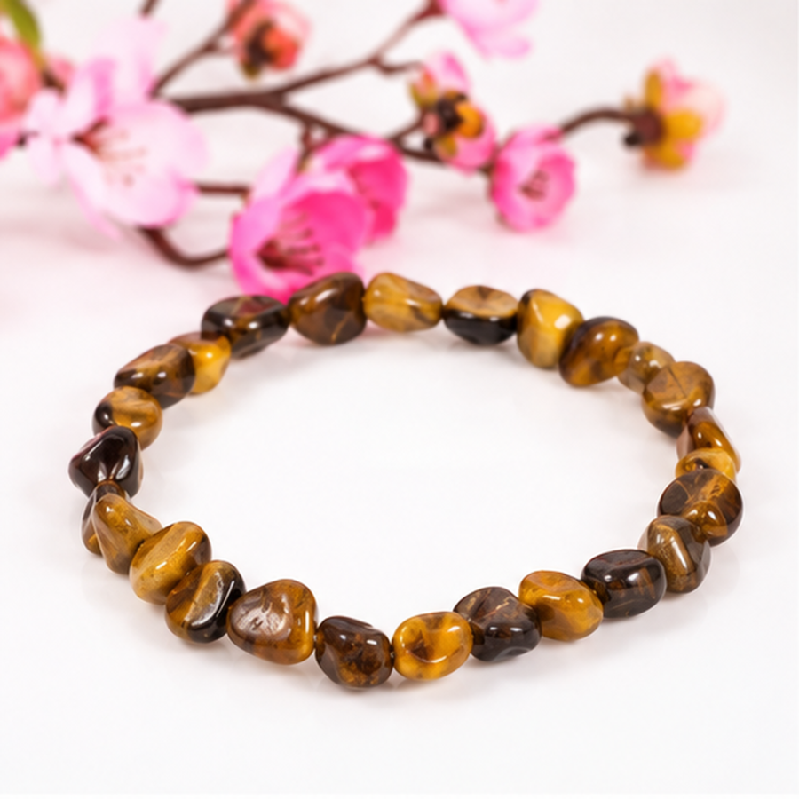 Bracelet extensible en citrine naturelle aux perles irrégulières de 6mm