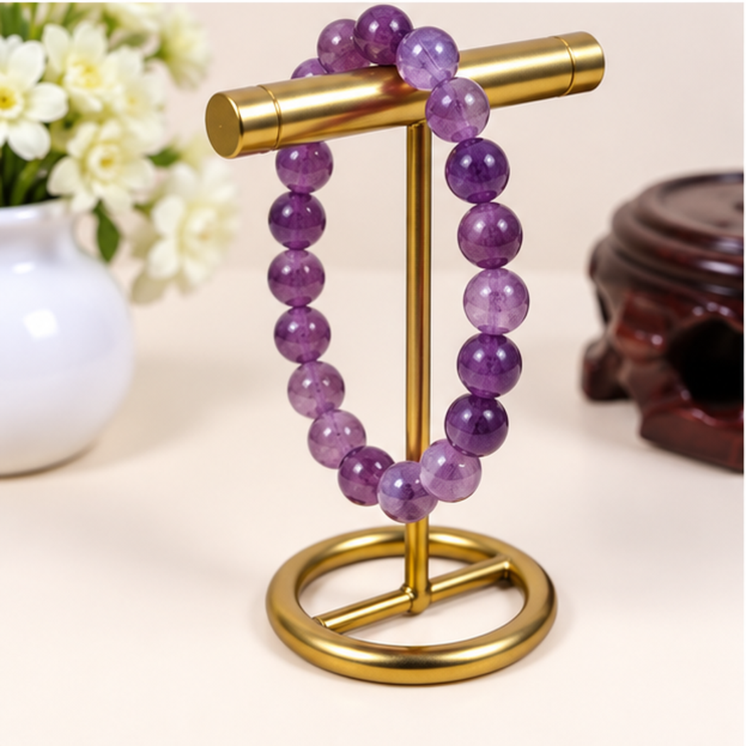 Bracelet extensible en améthyste naturelle avec perles rondes de 8mm