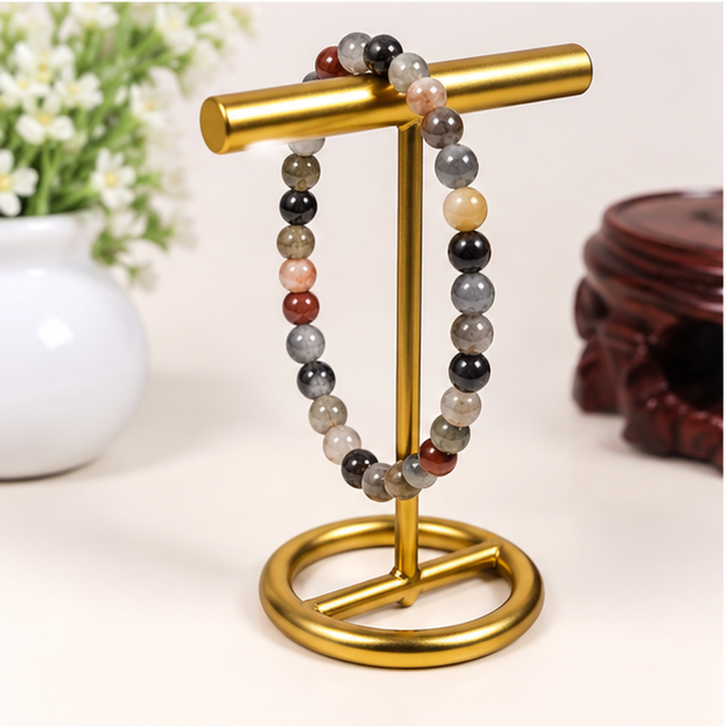 Bracelet extensible en œil d’aigle aux perles naturelles de 6mm