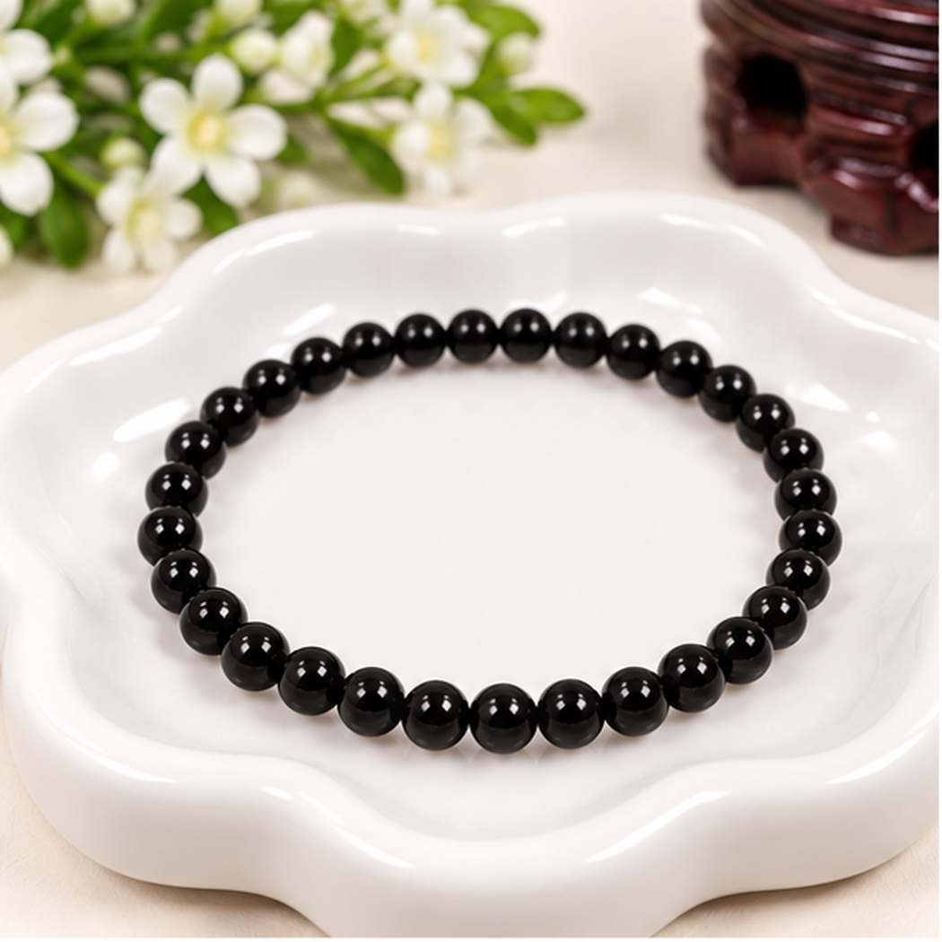 bracelet-extensible-tourmaline-noire-perles-rondes-6mm