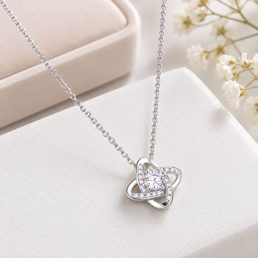Collier femme étoile en argent 925 avec motif trèfle