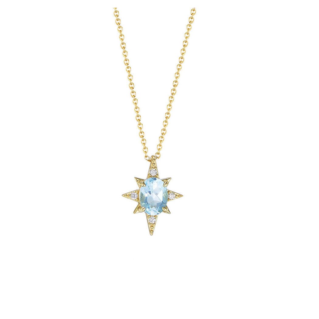 Collier Femme Argent 925 avec Pendentif Ovale en Zircon Bleu Ciel