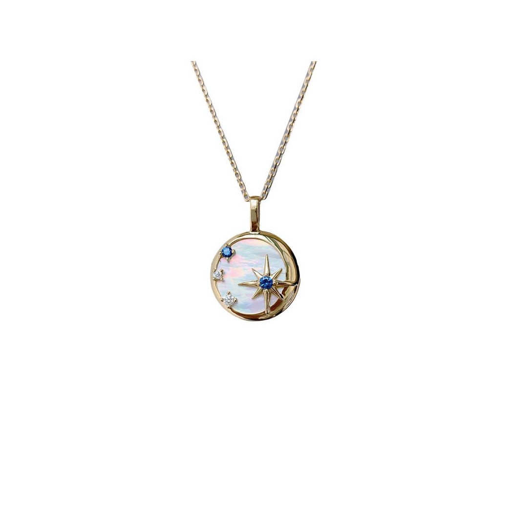 Collier Femme Argent 925 Étoile du Nord en Nacre Naturelle