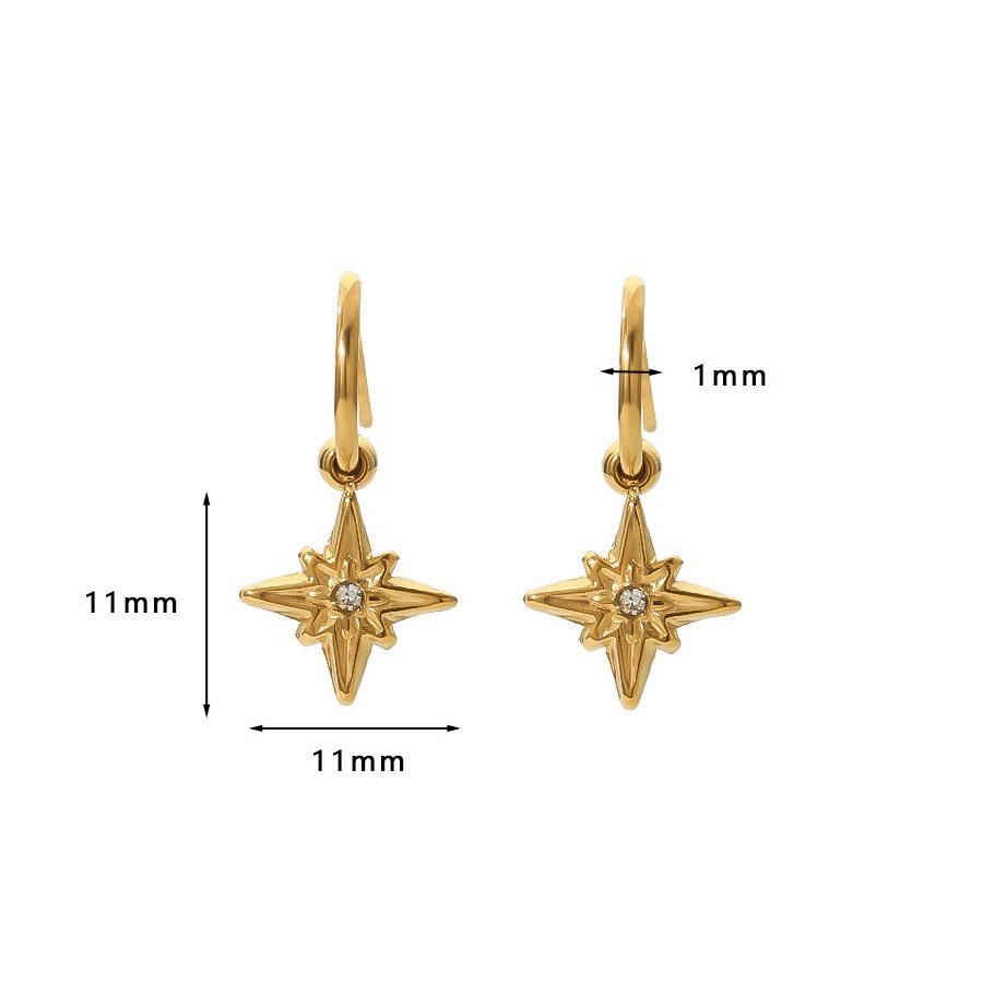 Boucles d'Oreilles Pendentif Fleur de Soleil - Acier Inoxydable Plaqué Or 18K