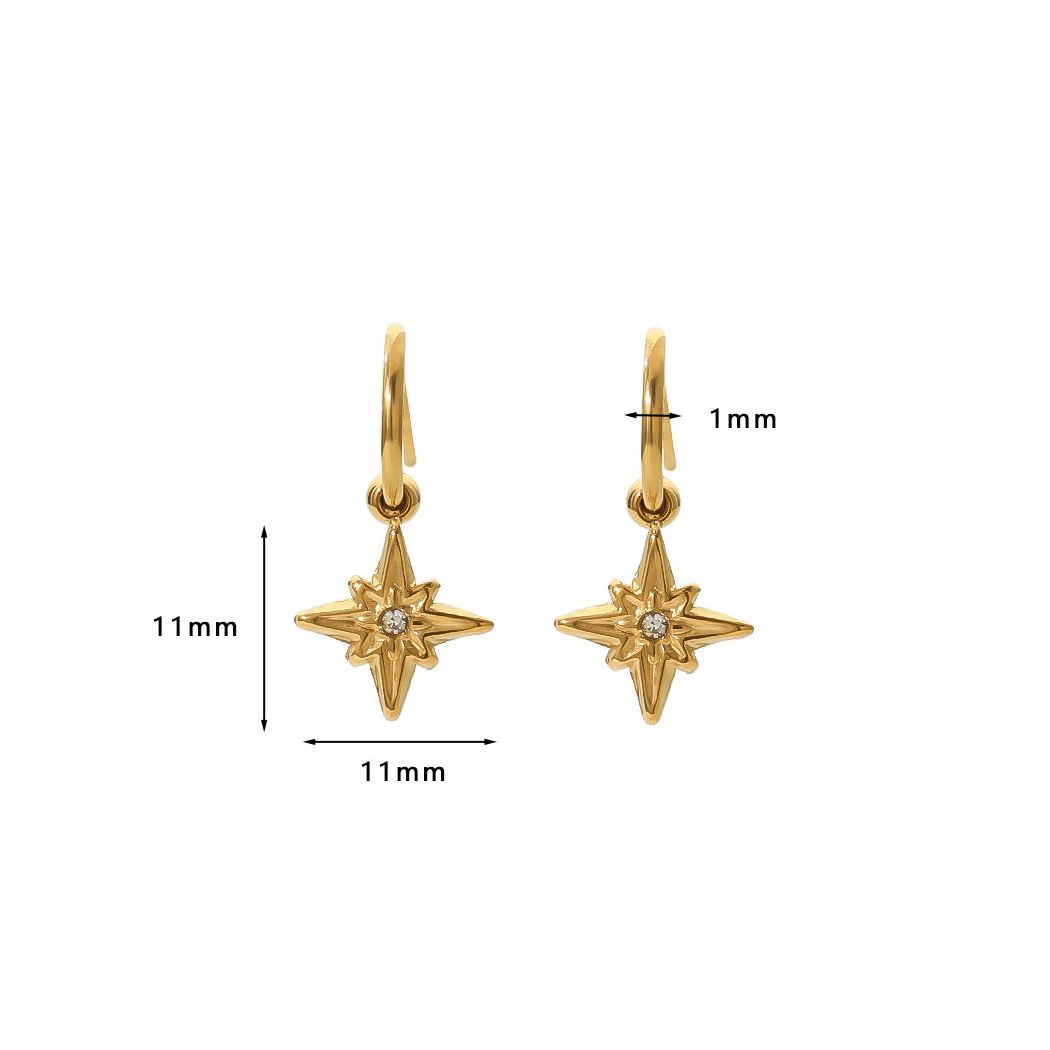 Boucles d'Oreilles Pendentif Fleur de Soleil - Acier Inoxydable Plaqué Or 18K
