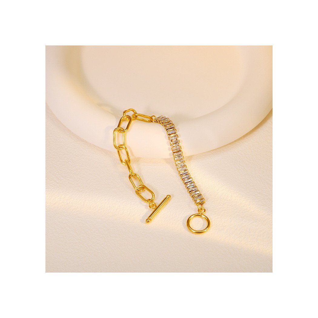 Bracelet Éclat Éternel acier inoxydable plaqué or 18k oxydes De Zirconium